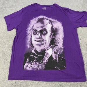 Beetlejuice Shirt Mens 2XL Purple Graphic‎ Horror Movie Mad Engine Licensed Tee